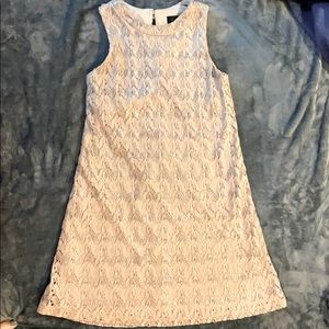 Metallic lace beige dress